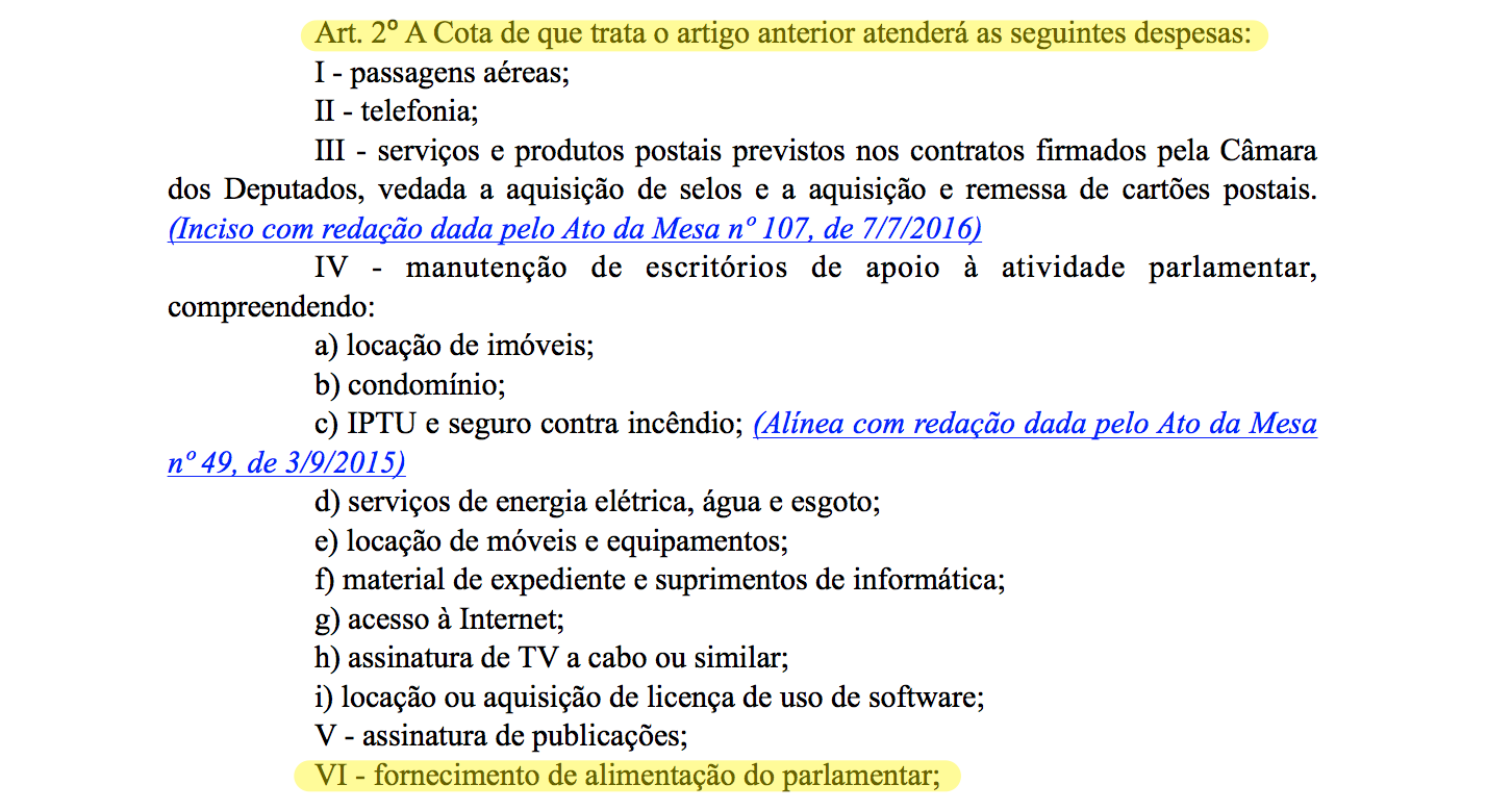 Trecho da lei que estabelece a CEAP