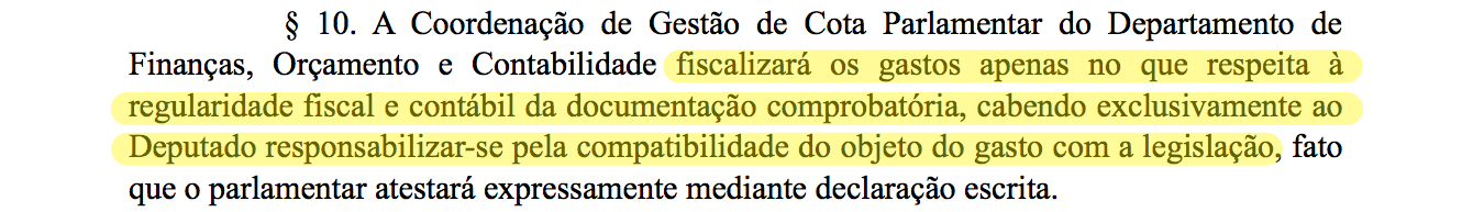 Trecho da lei que estabelece a CEAP
